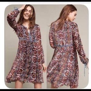 Anthropologie Abia Velvet Peasant Dress -Floreat